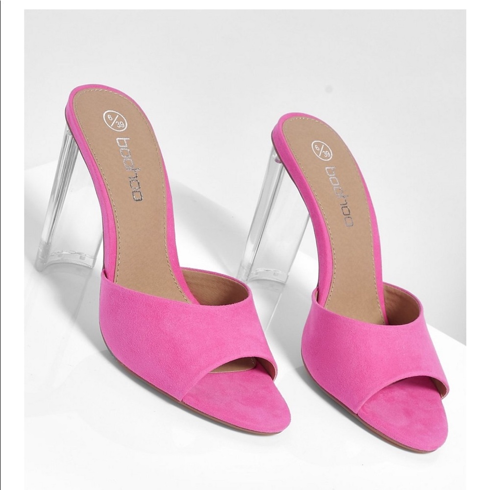 Peeptoe Clear Heel Mules